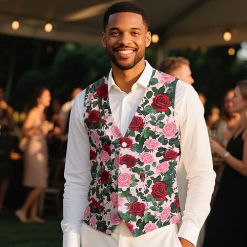 Men's Suit Vest Lightweight V Neck 4 Buttons Business Waistcoat Plus Size Slim Fit Formal Tuxedo Vest with Pockets4