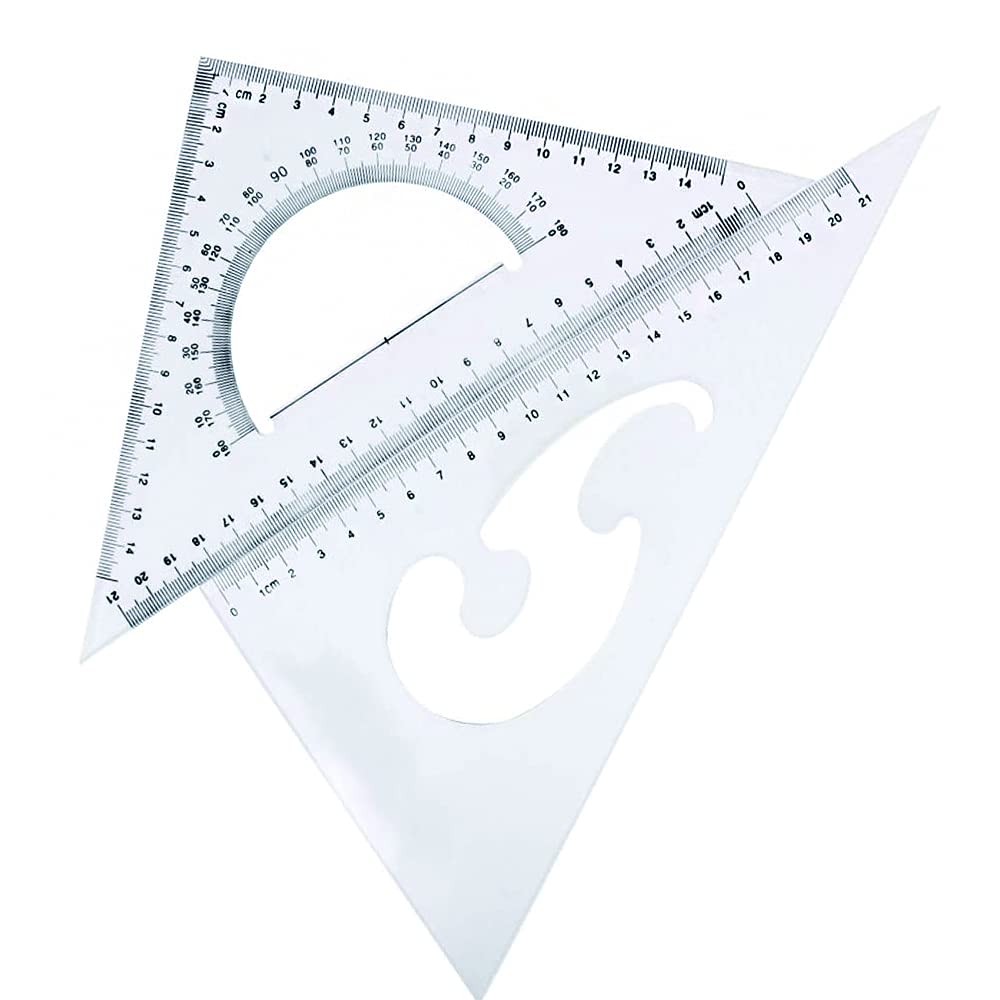Hegebeck Clear 45/90 30/60 Triangle Set Plexiglass Metric 45/90 Degree Triangle and 30/60 Degree Triangle Measuring Tools for Learning 1 Set