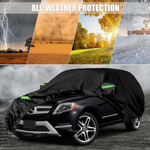 Image of Waterproof Car Covers Replace for 2010-2015 Mercedes Benz GLK 280 300 350, 6 Layers All Weather Car Cover with Zipper Door & Windproof Bands for Snow Rain Dust Hail Protection