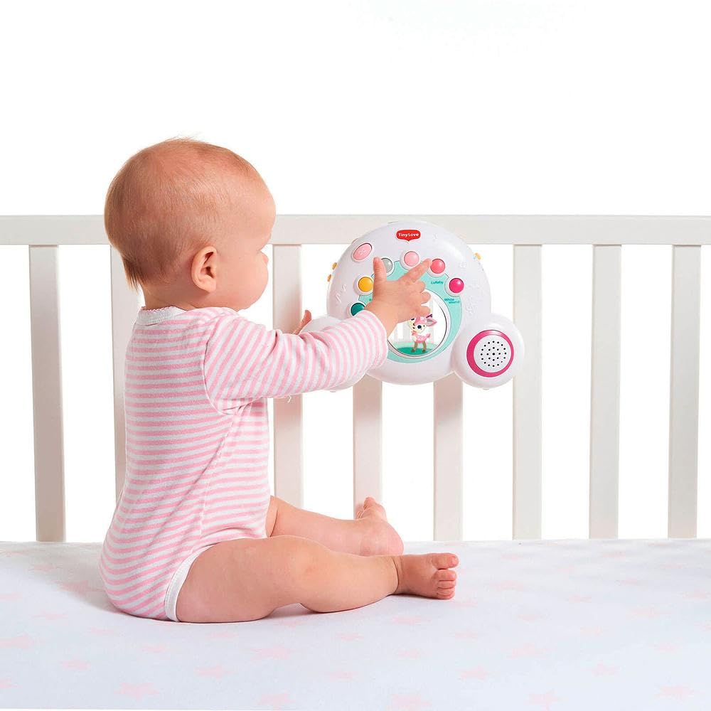 Tiny Love Soothe'n Groove Móvil, Móvil Cuna Bebé Musical 2en1,0+ Meses, Convertible en Caja Música Portátil, Estimulación Visual,18 Melodías,40 Minutos Música Continua,Tiny Princess Tales