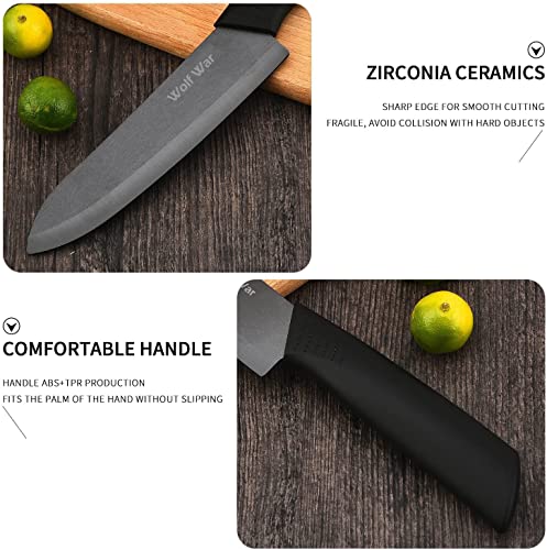 Kitchen Ceramic Knife Set Professional Knife With Sheaths, Super Sharp Rust Proof Stain Resistant (6" Chef Knife, 5" Utility Knife, 4" Fruit Knife, 3" Paring Knife, One Peeler) #TOP2