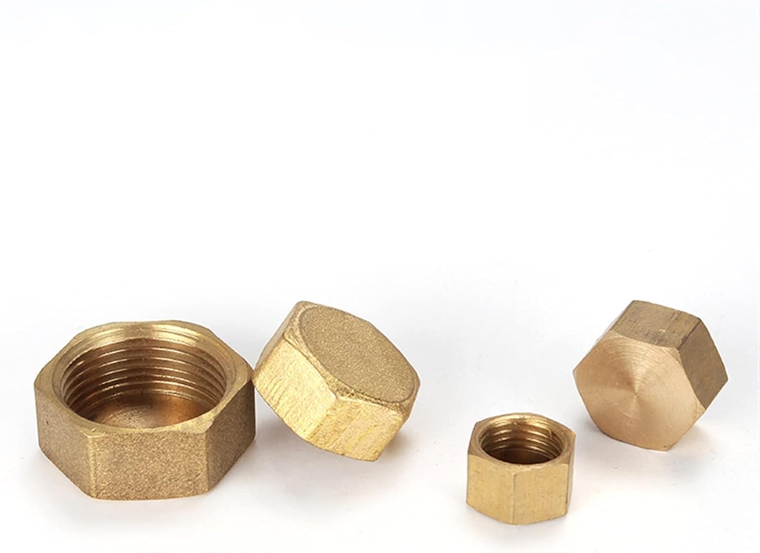 Brass Blanking Stop Caps, 4PCS Copper Male Thread Brass Pipe Hex Head End Cap Fitting Coupler Connector Adapter(Copper Joint,1/2inch)