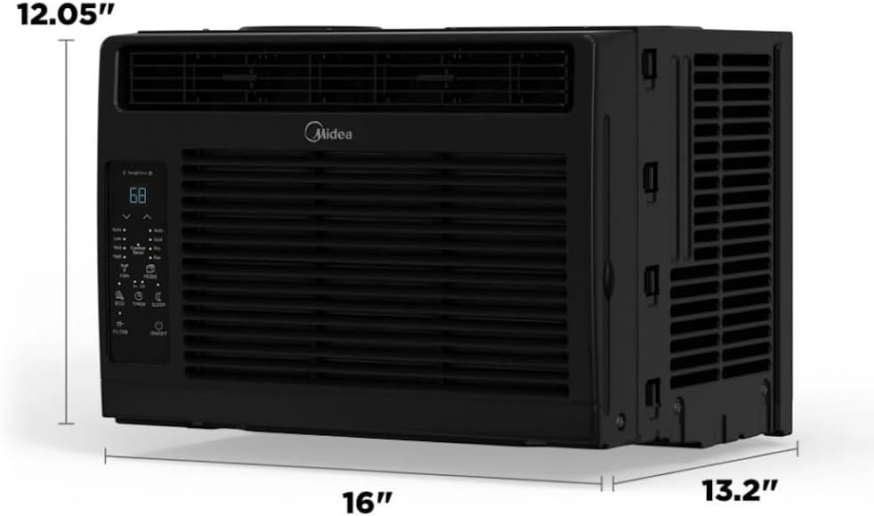 MIDEA 6K (6,000) BTU Window Air Conditioner w/ComfortSense Remote, 250 sq ft, 3 Cooling modes and 3 fan speeds - MAW06R1WBL-T