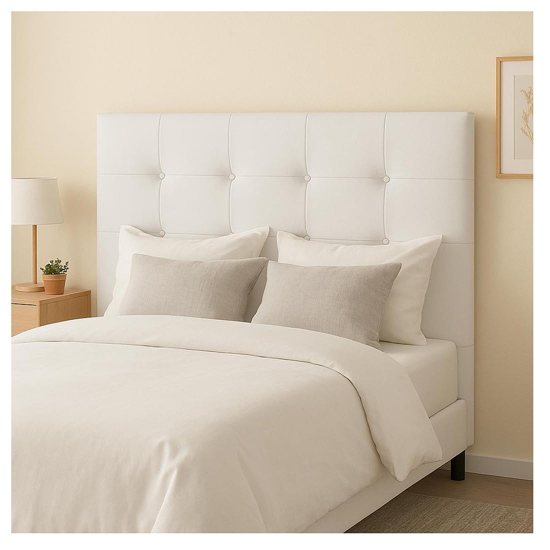 Acomoda Textil – Cabecero Tapizado para Cama Individual, Matrimonial o Queen. Cabezal Elegante, Acolchado y Resistente Ideal para Dormitorio Moderno y Fácil de Instalar (Liam Blanco,160x120x3 cm)