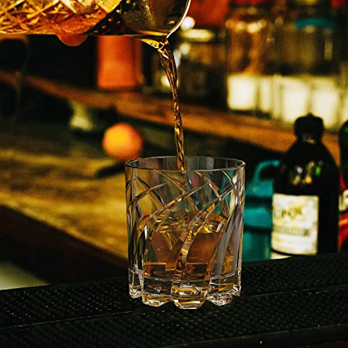 Softgas Whiskey Glasses Set Of 4,Bourbon Glass,Spinning Whisky Glasses,Old Fashioned Glasses,Glassware For Bourbon,Fathers Day Gift,Gift For Father,Grandpa,Friends,Family - Arc Texture #TOP4
