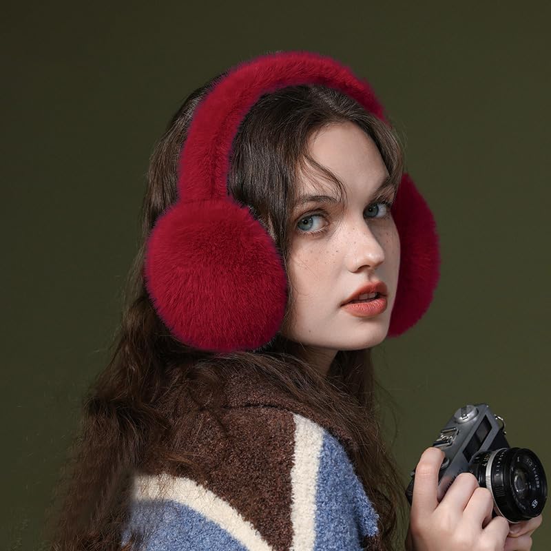 Zsedrut Winter Women Earmuff Foldable Ear Warmer Fluffy Ear Cover Warm Outdoor - Image 2