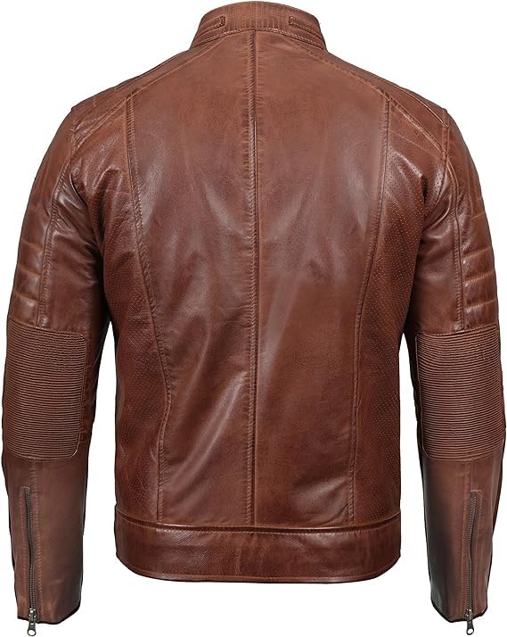 Cafe Racer Distressed Mens Lambskin Leather Jacket - Genuine Men Leather Jacket - Mens Leather Biker Jacket4