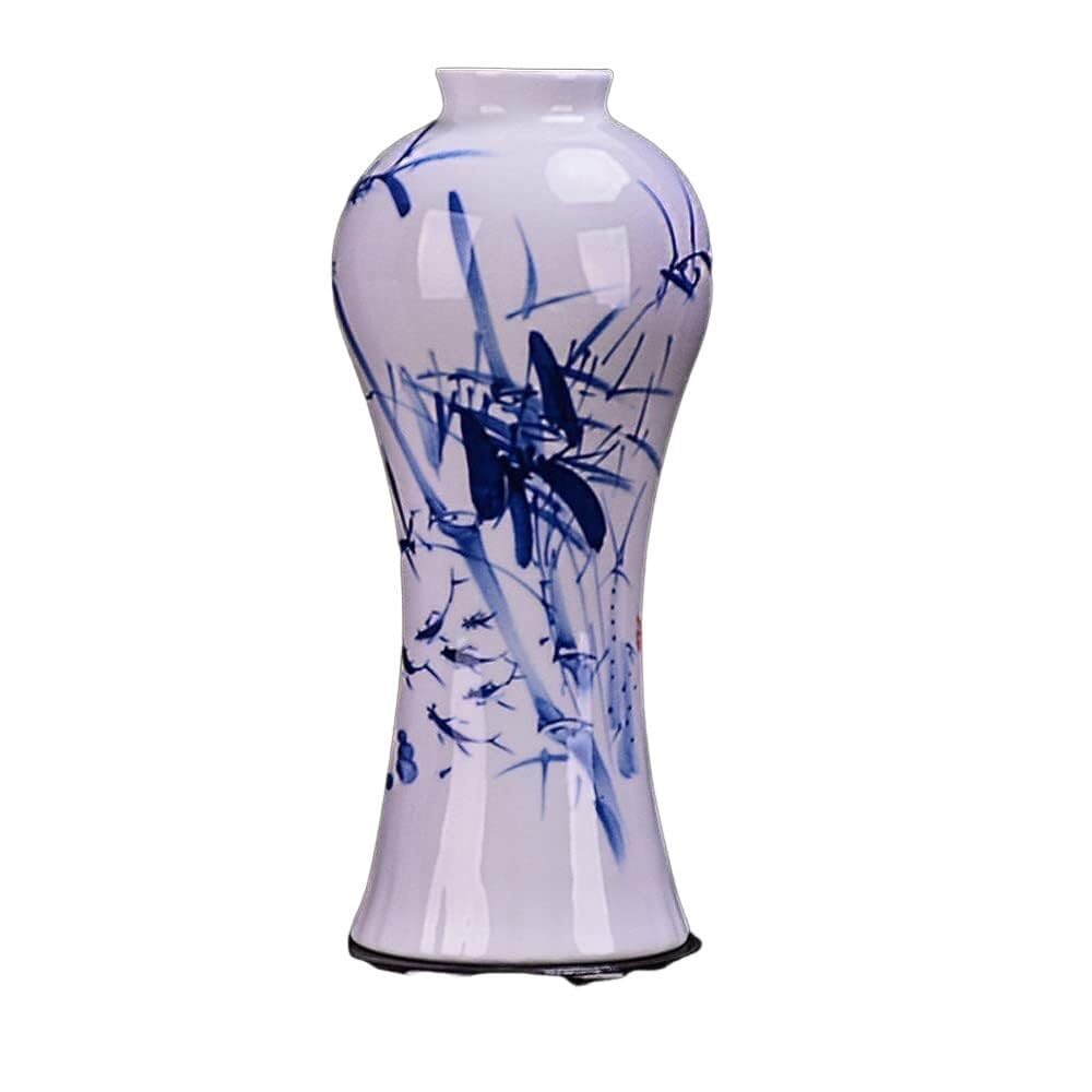 Vase en porcelaine artisanat décoratif avec motif lotus peint à la main