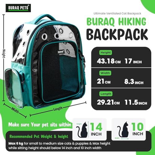 Image of Buraq Breathable Design Pet Carrier Backpack for Hot Weather Travel, Hiking, Ventilated, Touring, Airline-Approved, Sturdy Base cat Bag for Cats Kitten Puppy Rabbit Bird (Red)