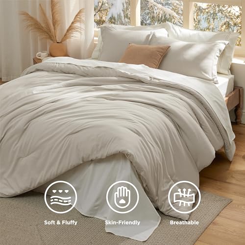 Image of Bedsure Bed in a Bag Queen Size 7 Pieces - 100% Cotton Sheet and Polyester Bedding Comforter Sets, Soft Linen Bed Set with Down Alternative Comforter, Cotton Sheets, Pillowcases & Shams