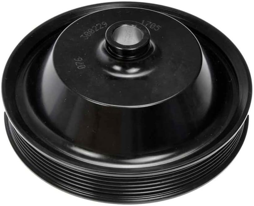 KarParts360 For GMC Sierra 3500 2001 02 03 04 05 2006 Power Steering Pump Pulley | Steel | Serpentine Belt Type | Black Color | Press-Fit Mount Type | 6 Groove | Replacement For 19304020, 97233357