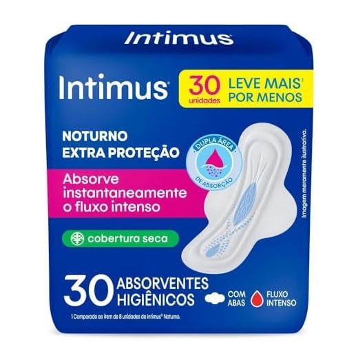 Kimberly Absorvente Externo Intimus Noturno Seca Com Abas 30 Unidades