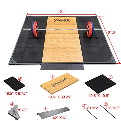 Valor Fitness Plataforma de Peso Muerto para Levantamiento Olímpico con Piso de Goma y Acero y Bamboo - Equipo para Gimnasio en Casa para Entrenamiento de Fuerza miniatura 2