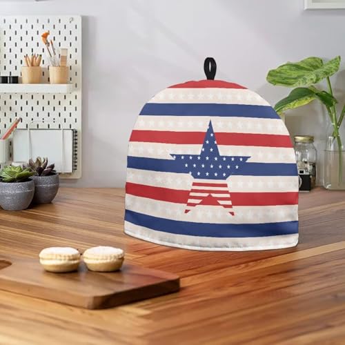 Image of The Stars and Stripes Tea Cozy for Teapot Insulated Machine Washable Tea Cup Warmer Cozy for Patriotic Decoration, Keep Warm