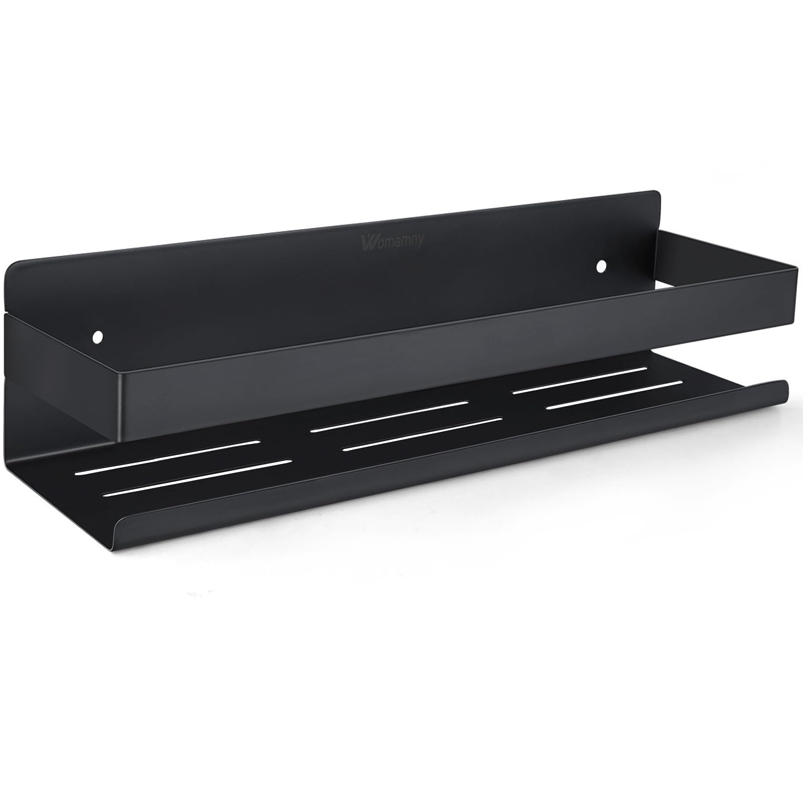 Womamny Estanteria Baño Sin Taladro, Estanteria Ducha de Acero Inoxidable Engrosado, 40cm Estante Ducha Negro, Organizador Baño De Pared, Almacenaje Baño para Champú y Gel de Ducha