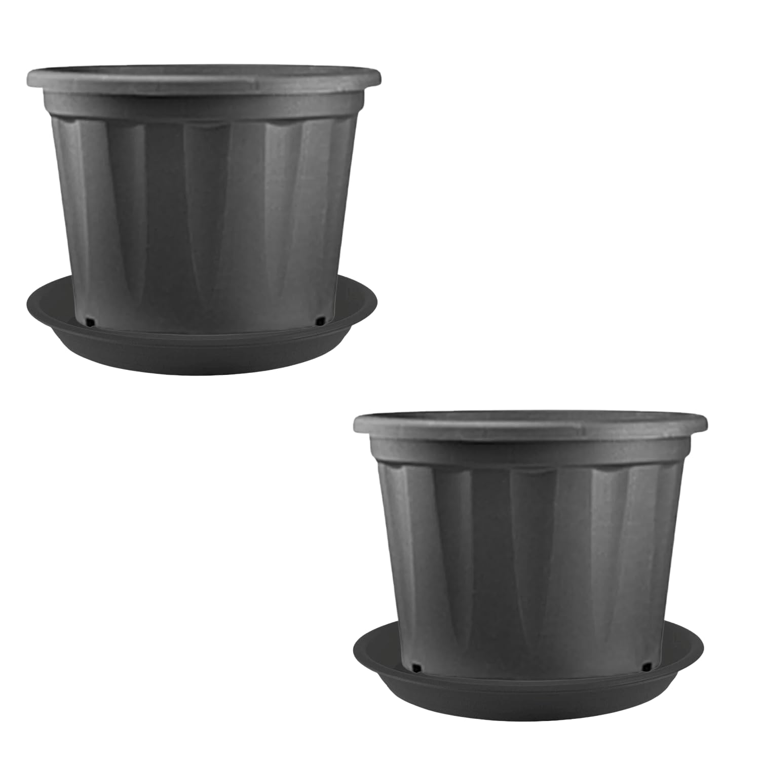 Hug A Plant | Heavy Duty Black Plastic Planter | Grower Pot/Garden Pot with Black Tray for Home & Garden (24INCH | 60CM) (Pack of 2) (B0CKKVT5MG) Amazon Price History, Amazon Price Tracker