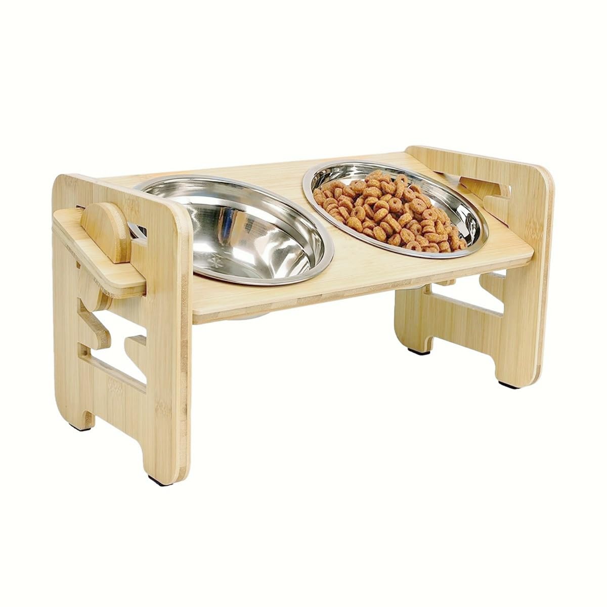 Ausi Raised Dog Bowls with Stand, Adjustable Raised Pet Bowl Stand with 6 Heights, with 2 Stainless Steel Bowls for dog or cat