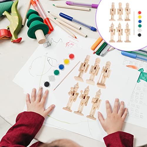 6 Unidades Marionete Embrião Branco Nogueira Soldado Quebra-nozes Diy Sem Pintura Boneca Em Branco S