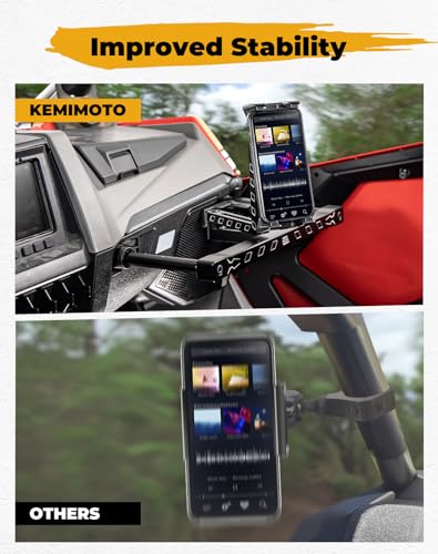 Image of KEMIMOTO Electronic Device Mounts with Grab Bar, UTV Device Holder | 6061 Billet Aluminum, Electronic Phone Tablet, GPS Mount, Compatible with Polaris RZR PRO XP /XP4 2022-2023 RZR PRO R /Turbo R