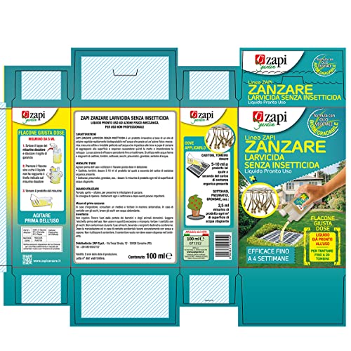 Zapi Garden | Zapi Zanzare Larvicida Senza Insetticida - Liquido Pronto Uso Con Olio Vegetale Biodegradabile, Efficace Fino A 4 Settimane, 100Ml - 5
