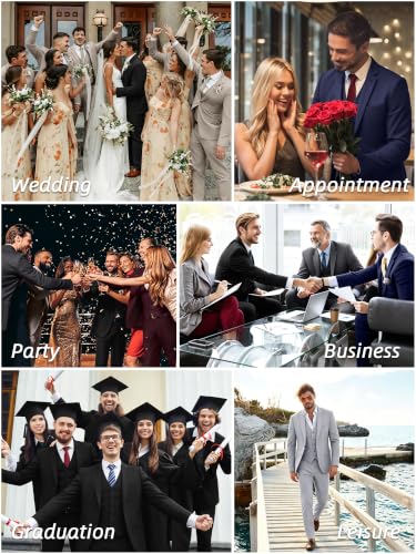 Image of Cooper & Nelson 3 Piece Mens Suit Set 2 Button Slim Fit Suits for Men Business Wedding Party Tuxedo Jacket Vest Pants and Tie