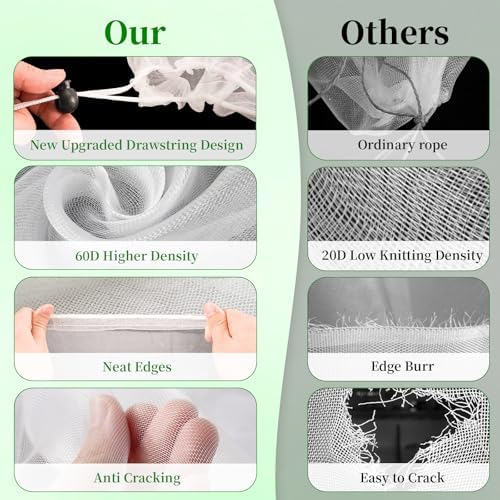 Fruit Tree Netting, 2 Pack 8ft x Garden for Trees - Zipper & Drawstring Bird Barrier Mesh Large Potted Plant Protectors