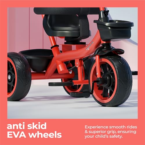 Image of Lifelong Kids Parental Control Tricycle with Canopy,Harness,EVA Wheels, Bell & Storage Basket|Baby Trike|Age Group 1 Years to 4 Years Carrying Capacity Upto 25 kg (Red /Black)