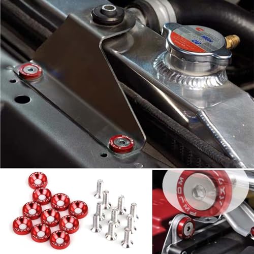 30 Paare Auto Senkkopf-Unterlegscheiben Schrauben M6, Eloxierte Aluminium Unterlegscheiben und M6x20mm Senkkopfschrauben fur Fahrzeug Stoßstange Kotflügel, Motorraum, JDM-Automodifikation Kit (Rot)