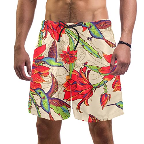 Maillots de bain pour hommes HadHfun short de plage fleur de colibri léger