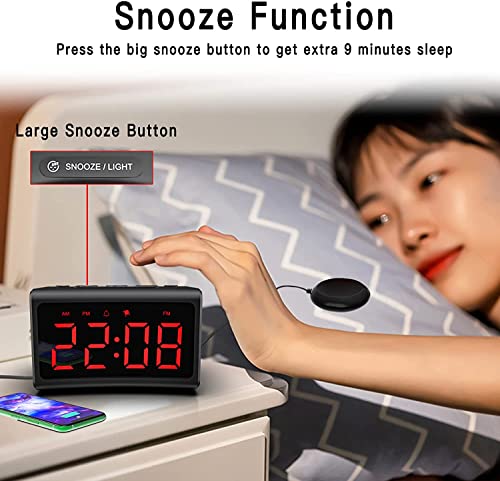 Zeithalter Alarm Clock With Radio,Retro Digital Clock,Bedroom Table Vintage Alarm Clock With Bed Shaker, Loud Alarm Clock For Heavy Sleeper,Family Father Mother Kids Teen #TOP4