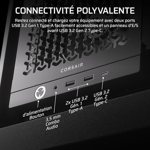 CORSAIR Frame 4000D RS Boîtier Modulaire PC De Taille Moyenne – 3X Ventilateurs RS, Système De Supports Infinirail, Convient Plusieurs Radiateurs 360mm, Compatible avec Cartes Mères Inversée – Noir