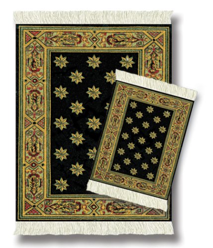 Lextra® (Country Heritage Stars), MouseRug® & CoasterRug® Set, Black and Gold, 10.25" x 7.125", one MouseRug and one Matching CoasterRug