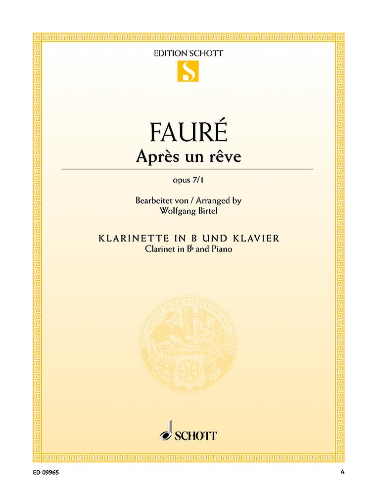 Après un rêve op. 7/1 clarinette Sib et piano partition duo