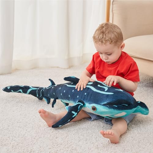 Image of Hammerhead Shark Stuffed Animal, 40 Inch Giant Plush Shark Toy | Distinctive Color Design - A special look that makes this giant shark plush a memorable gift for kids and shark lovers.