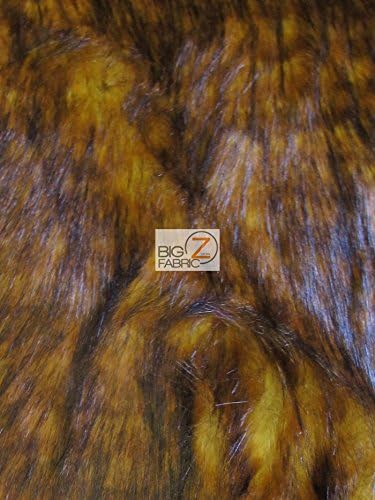 Animal Faux Fur Fabric Sold by The Yard Long/Short Pile Costume Coats Scarfs Assorted (Fire Wolf)