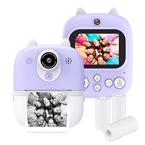 3-em-1 Câmera instantânea multifuncional Câmera de impressão instantânea Childeren Tela IPS de 2,4 p