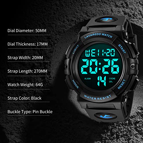 Image of L LAVAREDO Digital Men's Watch (Black Dial Black Colored Strap)