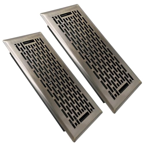 Grille d'aération de sol 10x25 cm en acier robuste Boston SANYASA lot de 2 - 2
