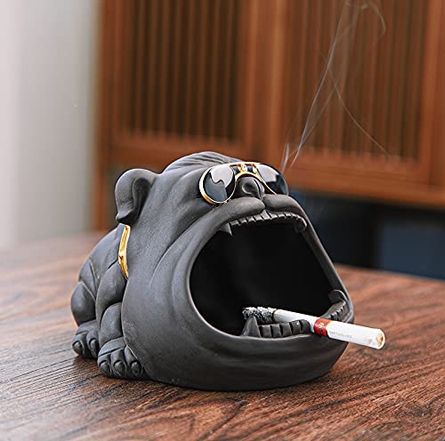 Portable European modern style bully ashtray suitable for home office garden portico decoration ideal gift for father (Bully with sunglasses)