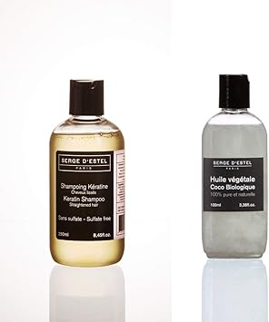 Shampoing Kératine sans Sulfate 250ml Huile de Coco Bio 100ml Soin 