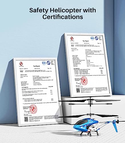 Image of SYMA Remote Control Helicopter, S107H-E Aircraft Toy with Altitude Hold, One Key TakeOff /Landing, 3.5 Channel, High&Low Speed, LED Light, Fly Indoor for Kid Boy Beginner, 16min 2 Battery Blue Upgraded