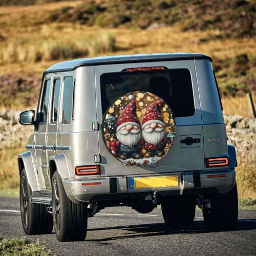 Image of Christmas Gnome Spare Tire Cover Winter Weatherproof Universal Wheel Protectors Christmas New Year Wheel Covers for Rv Camper Travel Trailer SUV Truck 15 Inch Holiday Xmas Decor