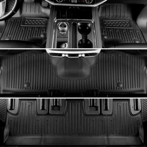 Image of Floor Mats for 2018-2024 Ford Expedition Max 8-Seat Accessories | All-in-One TPE Set, Odorless & Durable, All-Weather Protection, Ideal for families, Easy to Spray Clean, Quick Setup