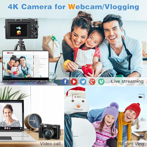 Image of 4K Digital Camera, Autofocus, 48 Megapixels, 4K Resolution,HDMI Output, 16x Digital Zoom, 3-Inch Large Screen, Spare Battery 128 Gb (CAM30)