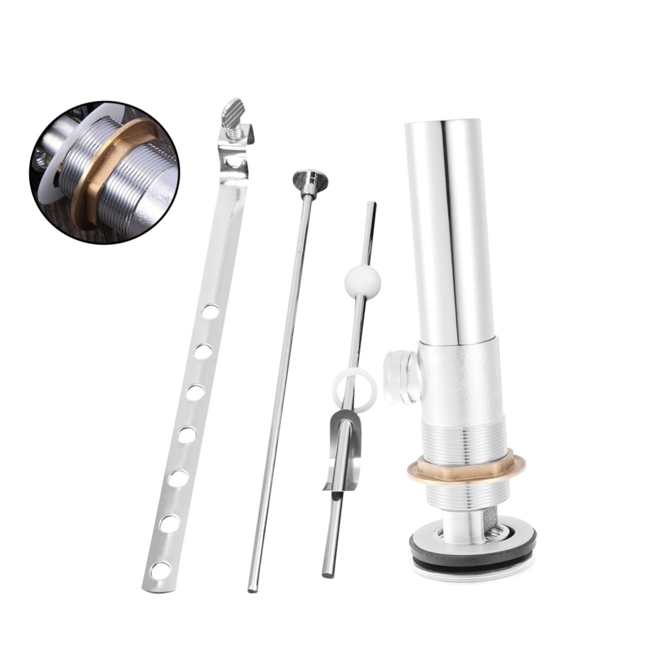 SHINEOFI Scarico Monte Per Lavabo Scarico Di Troppo Pieno Tappo Per Lavabo Nucleo in Rame Con Asta Di Sollevamento Adatto Per Lavabi Con Troppopieno