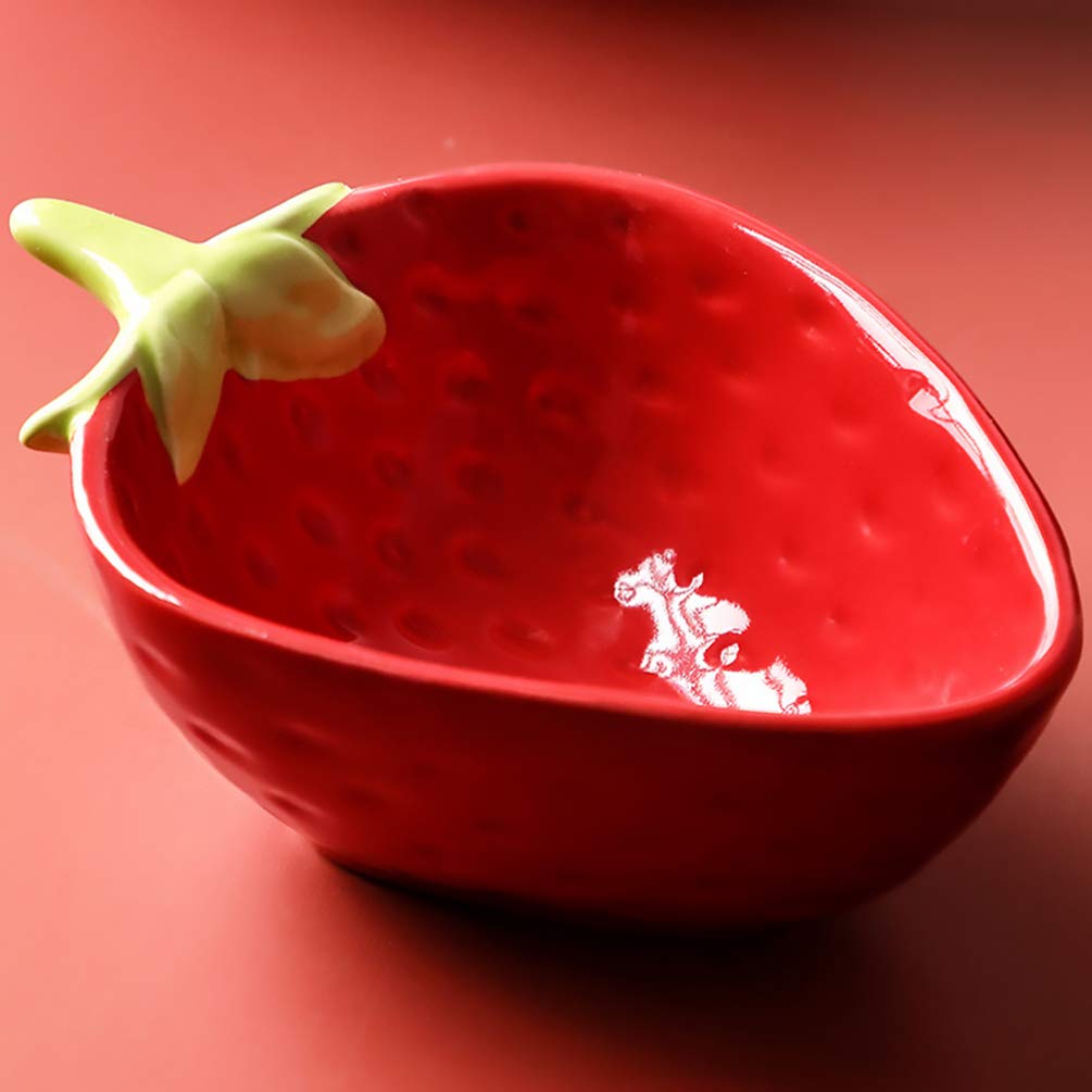 Miska do serwowania sałatek 1 szt. miska na jogurt owocowy w kształcie truskawki miska ceramiczne naczynie kreatywna sałatka miska na przekąski pojemnik na żywność impreza zastawa stołowa dekoracja do restauracji kuchni (czerwony) miski do sałatek