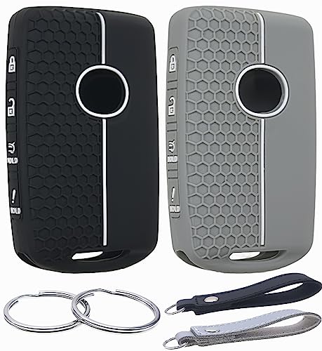 REPROTECTING Silicone Rubber Key Fob Cover Compatible with 2019-2026 Mazda 3 6 CX-30 CX-5 CX-9 CX-50 (Black/Grey, 4 Buttons/Silicone)