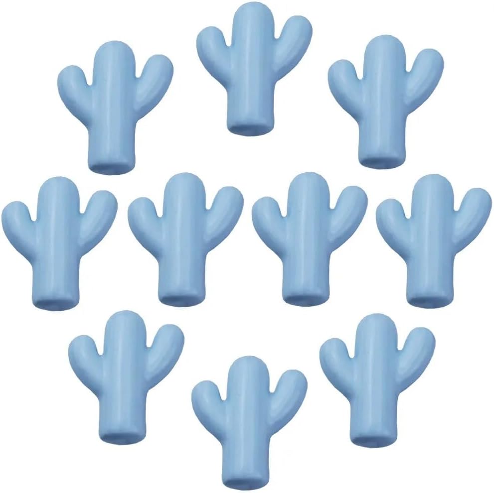 Southst 10pcs Drawer Knobs, Cactus Shape Door Knobs, Creative Handles for Nursery Cupboard/Cabinet/Wardrobe/Drawer - (Color: Blue)