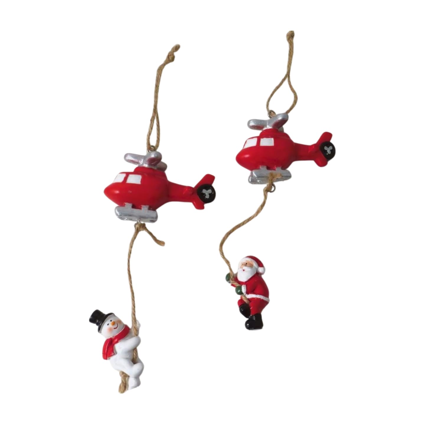 Giftware Trading Red, White, Green Santa & Snowman Hanging Helicopter Christmas Decoration 18Cm