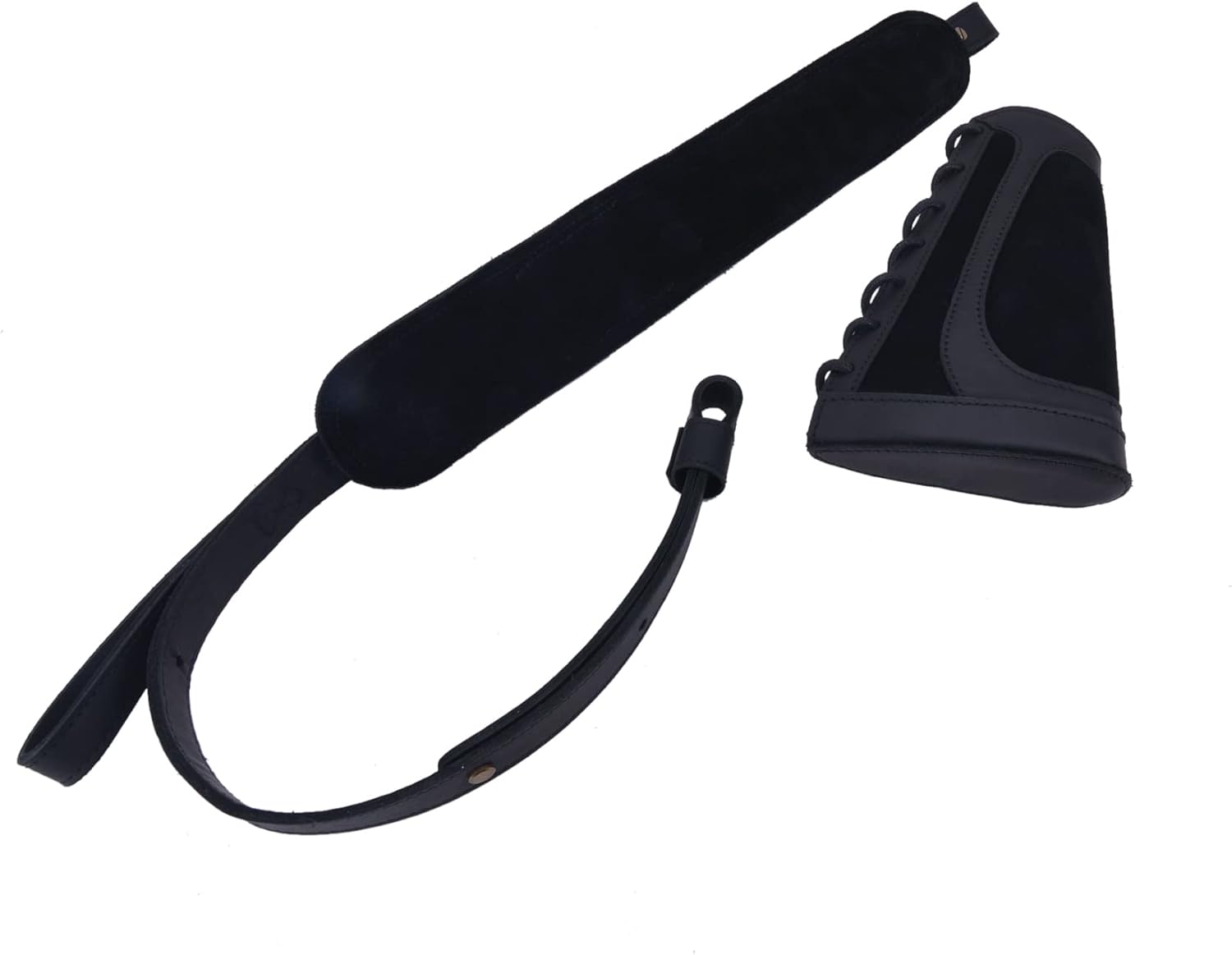 WAYNE'S DOG Cowhide Leather Gun Shell Holder Buttstock with Matched Rifle Sling for .308 .45-70MAG .357 .22LR 12GA